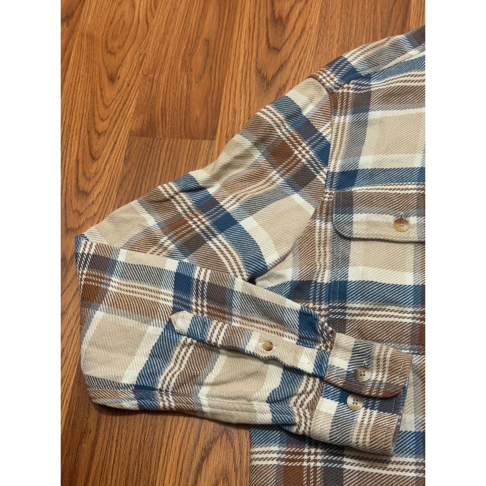 Atlantic Rancher Shirt Mens Medium Plaid Linen Blend Workwear Button Front - Picture 9 of 13